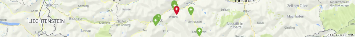 Kartenansicht für Apotheken-Notdienste in der Nähe von Kauns (Landeck, Tirol)